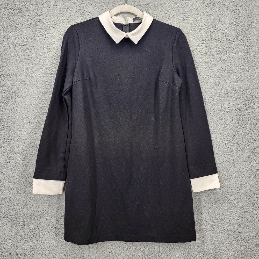 Cynthia Steffe Black Contrast Collar Long Sleeve Shift Dress Size‎ 8 Mini Dress
